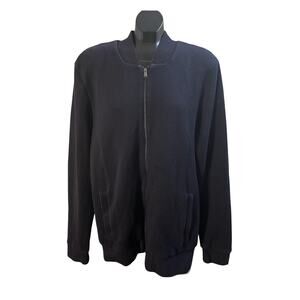 Hugo Boss Slim Fit Zip-Up Knit Bomber Jacket Black XXL 100% Cotton